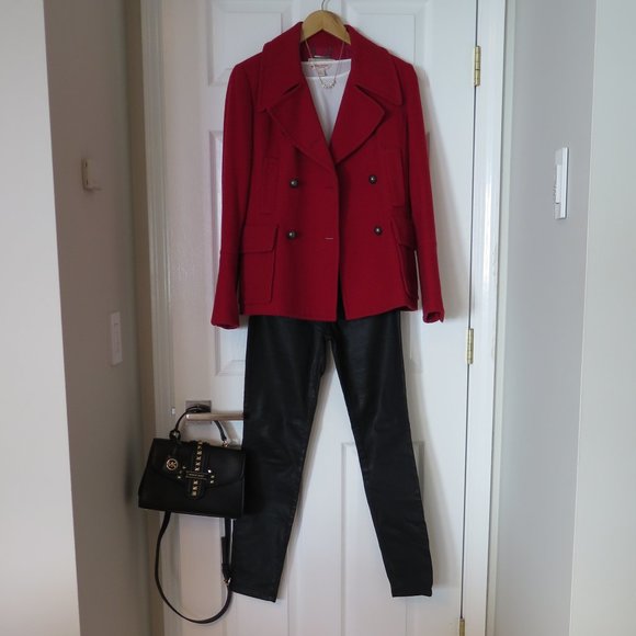 MICHAEL KORS - Military style Red Pea Coat - Picture 7 of 8